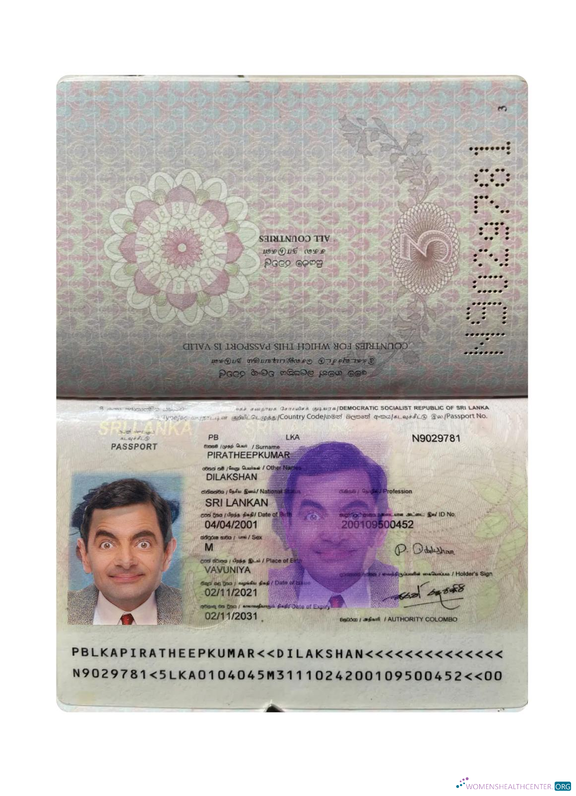 Download Sri Lanka passport 2021 present Photoshop template